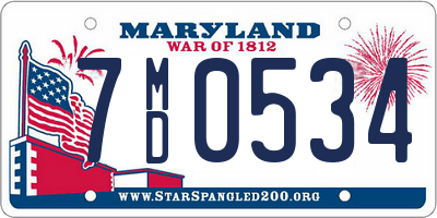 MD license plate 7MD0534