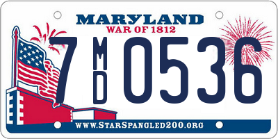 MD license plate 7MD0536