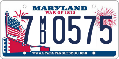 MD license plate 7MD0575