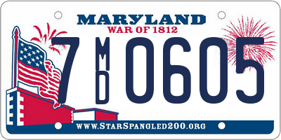 MD license plate 7MD0605