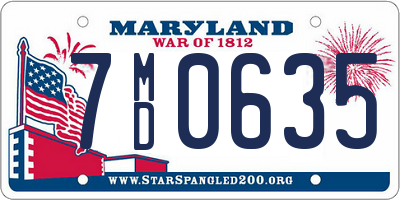 MD license plate 7MD0635