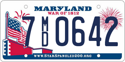 MD license plate 7MD0642