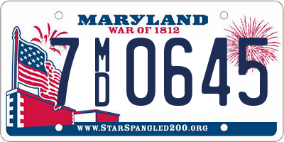 MD license plate 7MD0645