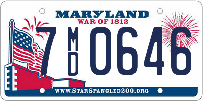 MD license plate 7MD0646