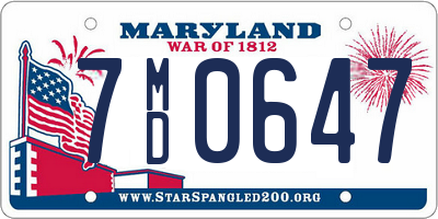 MD license plate 7MD0647