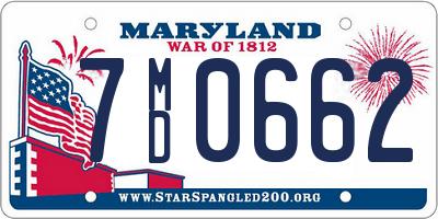 MD license plate 7MD0662