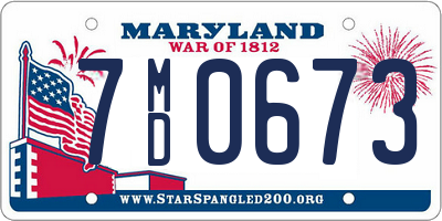 MD license plate 7MD0673