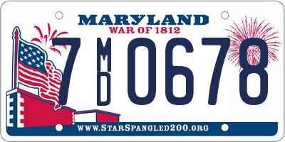 MD license plate 7MD0678