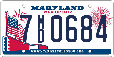 MD license plate 7MD0684