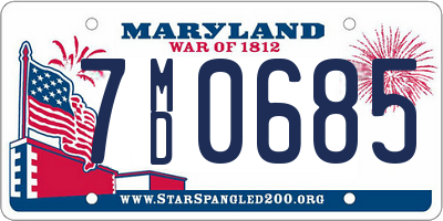 MD license plate 7MD0685