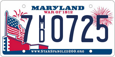 MD license plate 7MD0725