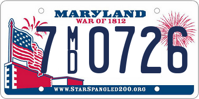 MD license plate 7MD0726