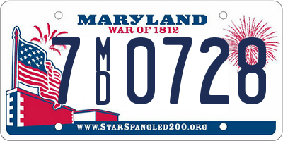 MD license plate 7MD0728