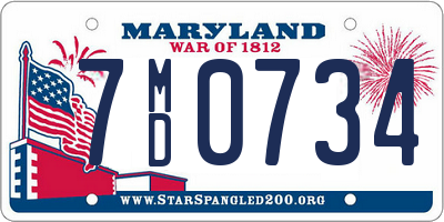 MD license plate 7MD0734