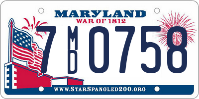 MD license plate 7MD0758