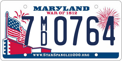 MD license plate 7MD0764