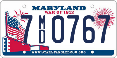 MD license plate 7MD0767