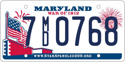 MD license plate 7MD0768