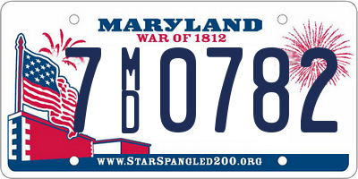 MD license plate 7MD0782