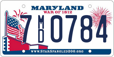 MD license plate 7MD0784