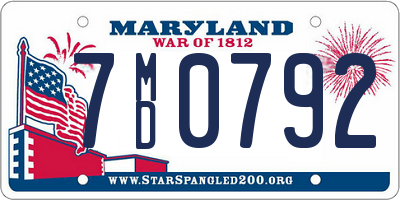 MD license plate 7MD0792