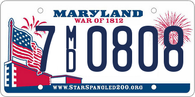 MD license plate 7MD0808