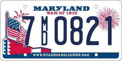 MD license plate 7MD0821