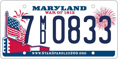 MD license plate 7MD0833