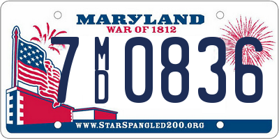 MD license plate 7MD0836