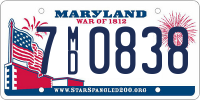 MD license plate 7MD0838