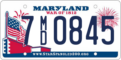 MD license plate 7MD0845