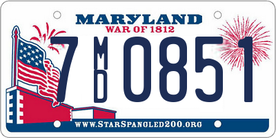 MD license plate 7MD0851