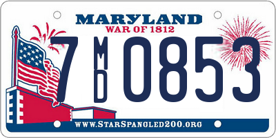 MD license plate 7MD0853