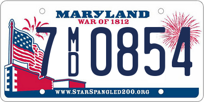 MD license plate 7MD0854