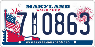 MD license plate 7MD0863