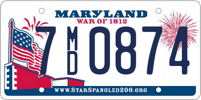 MD license plate 7MD0874