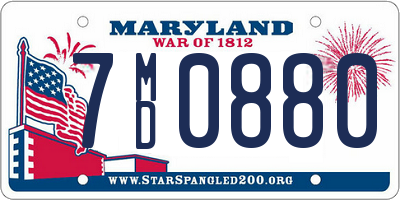 MD license plate 7MD0880