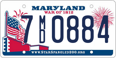 MD license plate 7MD0884