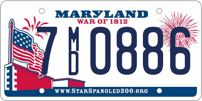 MD license plate 7MD0886