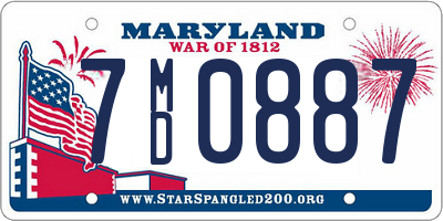 MD license plate 7MD0887