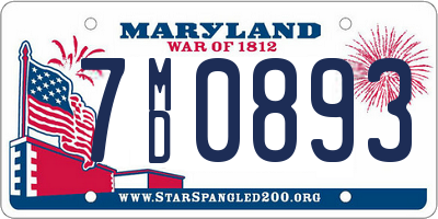 MD license plate 7MD0893