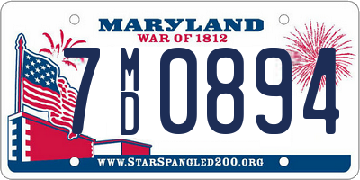 MD license plate 7MD0894