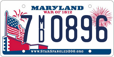 MD license plate 7MD0896