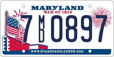 MD license plate 7MD0897