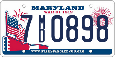 MD license plate 7MD0898