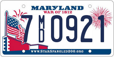 MD license plate 7MD0921