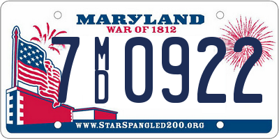 MD license plate 7MD0922