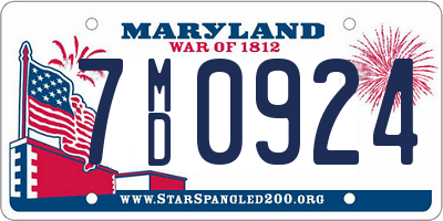 MD license plate 7MD0924