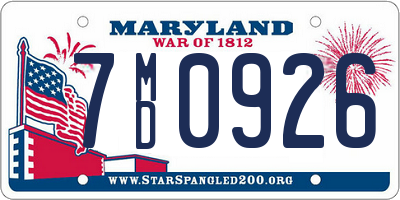 MD license plate 7MD0926