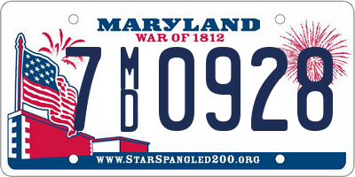 MD license plate 7MD0928